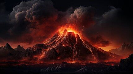 volcano eruption wallpaper and background, creater eruption with dark smoke and cloud