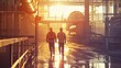 two men walking in an industrial factory on a sunny day