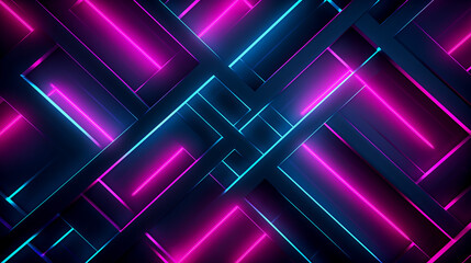 Wall Mural - abstract neon purple background with intersecting cyan and magenta lines