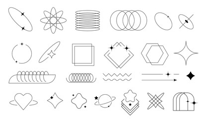 Sticker - Set of line frames and elements in retro manner
