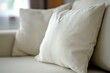 © mirifadapt - Blank white pillow, white pillow lies on the sofa