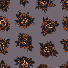 Wall Mural - Tattoo Roses Seamless pattern