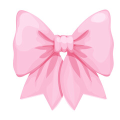 Wall Mural - Pink bow coquette y2k aesthetic ribbon, elegant accessory, pastel tie isolated on white background. Lovely satin knot.