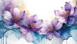 Fioletowe kwiaty, abstrakcyjne tło akwarela