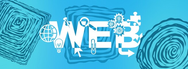 Web Blue Square Circle Design Elements Horizontal Text