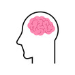 Brain icon in head. Sign of a thinking person. smart guy symbol. wiseacre icon