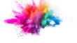 colorful vibrant rainbow Holi paint color powder explosion with bright colors isolated transparent background