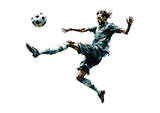 Fototapeta Sport - soccer player in action on white background