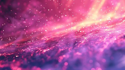 Wall Mural - Glowing pink and purple particles float in a dreamy background.