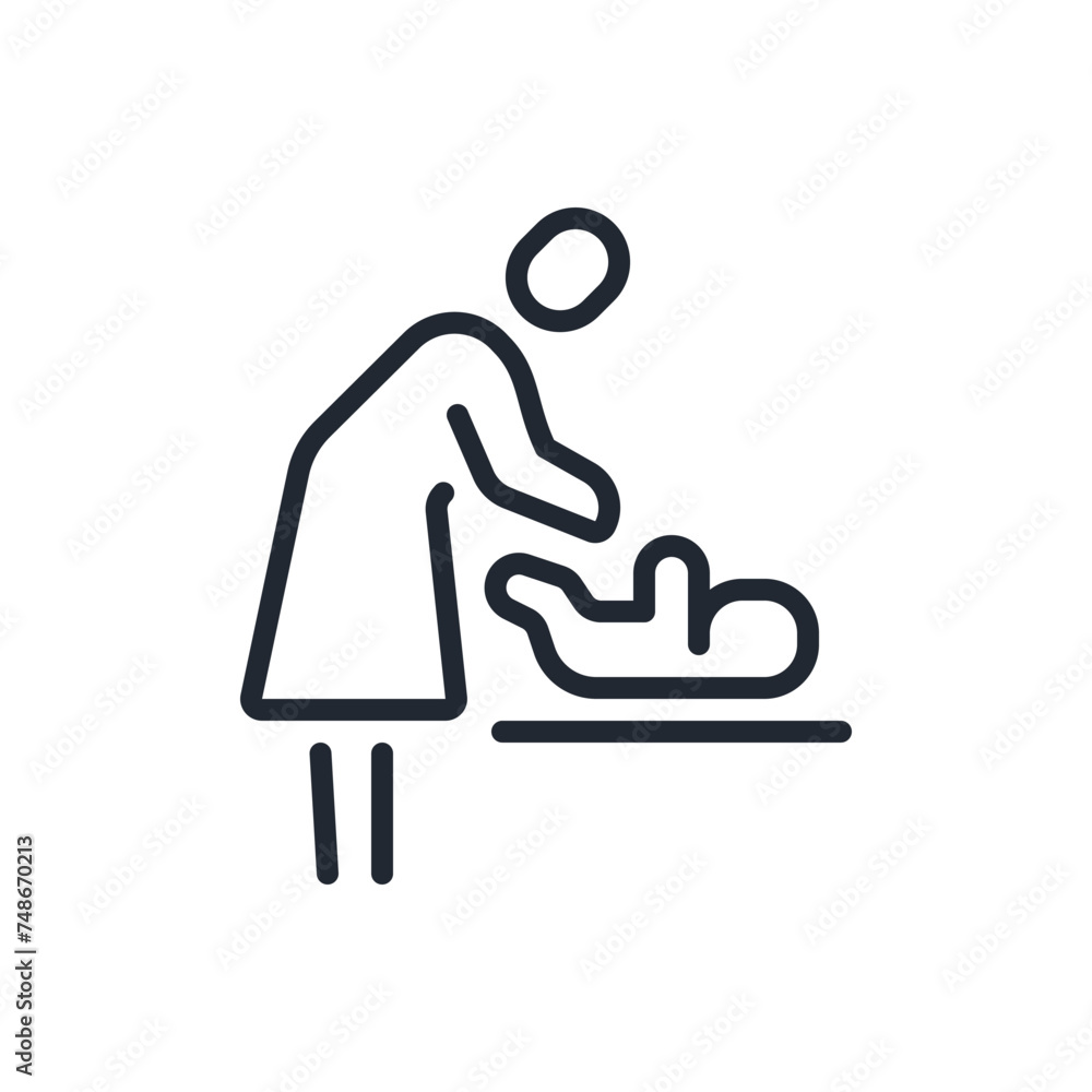 Baby care room editable stroke outline icon isolated on white ...