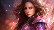 © losee - Warrior princess in hot pink armor wielding a tech enhanced bow fantasy epic