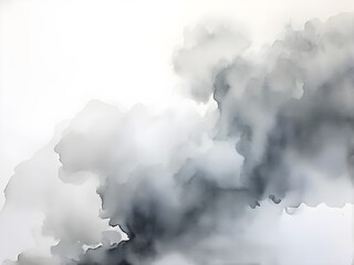 Wall Mural - watercolor-stain-in-varying-shades-of-gray-resembling-a-cloud-of-smoke-diffusing-gently-across