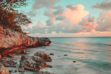 Wall Mural - Sunset on the beach