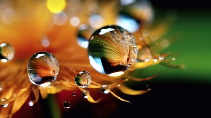 Poster - Dew drops on a dandelion