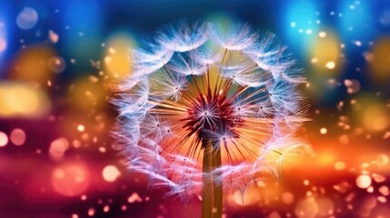 Poster - Dandelion in a bright and colorful background.