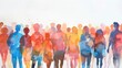 © pankajsingh - watercolor of diverse group of people, concept of diversity