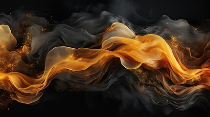 Wall Mural - Black and yellow smoke. Abstract background