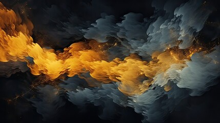 Poster - Merging black and yellow smoke. Abstract background