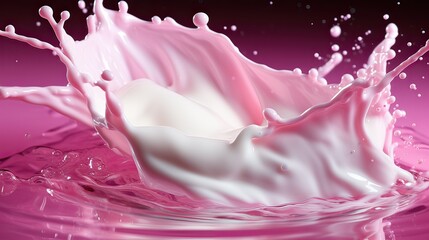 Poster - Milk splash on red background