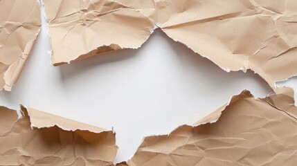 Canvas Print - brown paper tear reveal white background