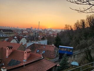 Canvas Print - Sunset golden hour photo in Zagreb, Croatia