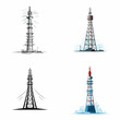Signal Tower (Communication Tower with Antennas). simple minimalist isolated in white background vector illustration