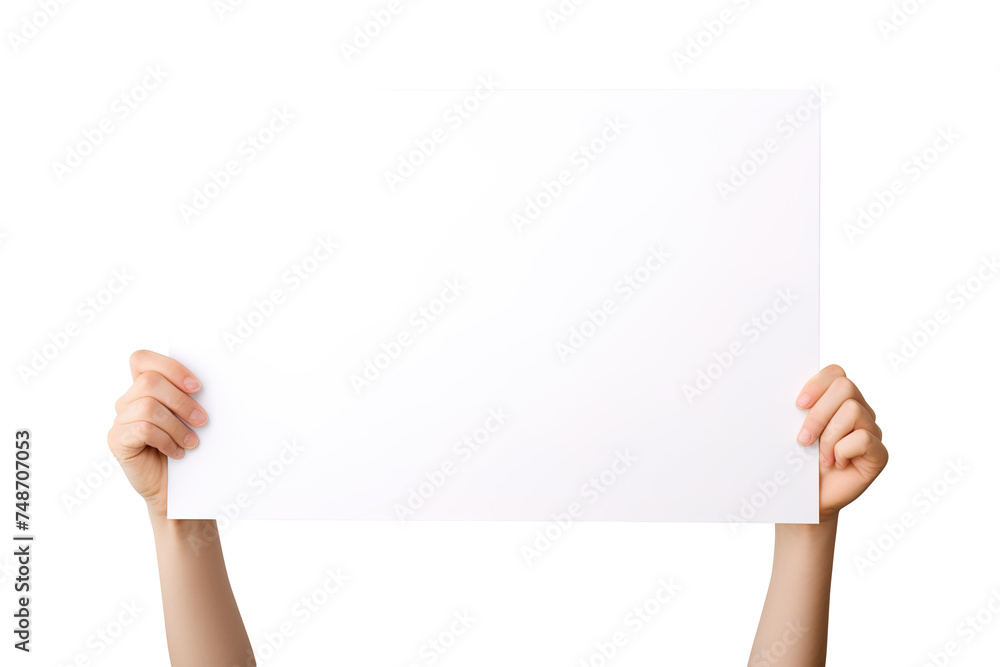 Hand holding blank paper isolated on transparent background Remove png ...