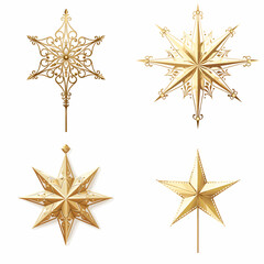 Star Tree Topper (Golden Star Ornament). simple minimalist isolated in white background vector illustration