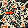 Vector Floral Seamless Pattern with Vintage Indian and Persian Swirl for Wallpaper, Textile and Decor.