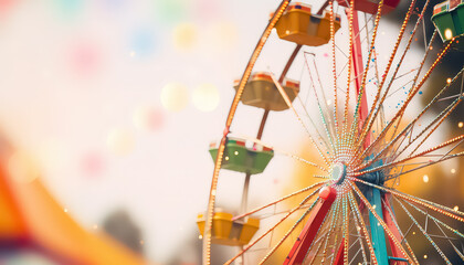 Poster - Ferris wheel at the festival of colors , happy holi indian concept