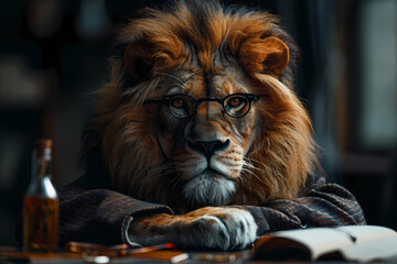 lion accountant or lawyer doing accounting and income tax