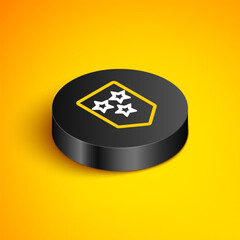 Poster - Isometric line Chevron icon isolated on yellow background. Military badge sign. Black circle button. Vector