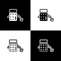 Canvas Print - Set Calculation of expenses icon isolated on black and white background. Vector