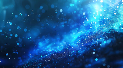 Wall Mural - Blue abstract background with glowing particles.