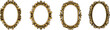 Set of Golden oval vintage frames with classic engraving ornament. Swirl, flourish, victorian, damask, arabesque, filigree floral. Luxury gold element border frame collection vector illustration