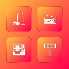 Canvas Print - Set Vacuum cleaner, Radio, Vending machine and Electric heater icon. Vector