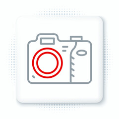 Sticker - Line Photo camera icon isolated on white background. Foto camera icon. Colorful outline concept. Vector