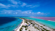Aerial image of beautiful Caribbean landscape and ocean