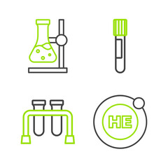 Wall Mural - Set line Helium, Test tube, and flask on stand icon. Vector