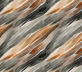 Wall Mural - Seamless brush pattern with watercolor textured hand drawn brush background in brown, black and gray