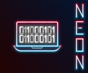 Wall Mural - glowing neon line binary code icon isolated on black background. colorful outline concept. vector