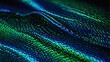 Electric blue and lime green holographic gradient neon wave with a liquid effect.