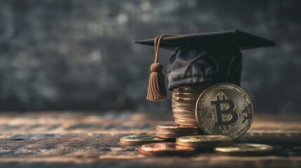 A crypto coin wearing a graduation cap, symbolizing education on regulatory compliance.