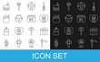 © Vadim - Set line Scythe, Castle, Skull, Hockey mask, Vampire, Halloween witch cauldron, and Calendar with icon. Vector