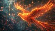A digital phoenix rising from the ashes of traditional finance systems.