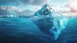 An iceberg with a visible blockchain structure, highlighting climate change and crypto's potential role in combating it.