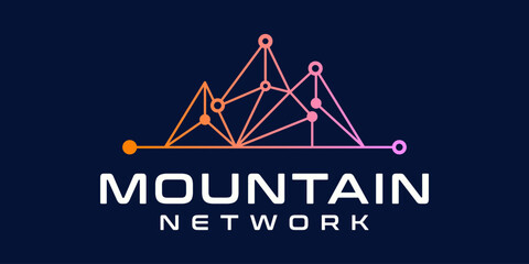 Wall Mural - peak or mountain network logo design