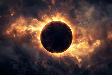 Wall Mural - solar eclipse full phase on outer space
