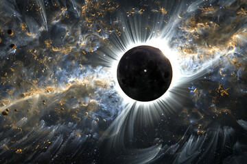 Wall Mural - solar eclipse full phase on outer space