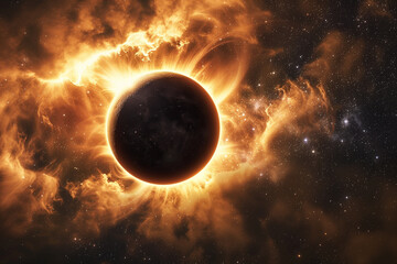 Wall Mural - solar eclipse full phase on outer space